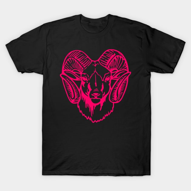 Mascot Head of a Ram (Drawing - Illustration) Razzmatazz T-Shirt by Semenov